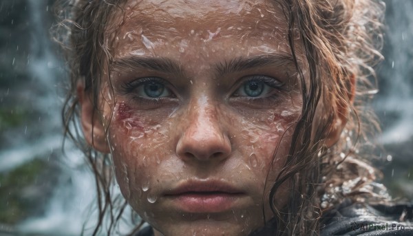 A breathtaking rainy outdoors featuring a female
