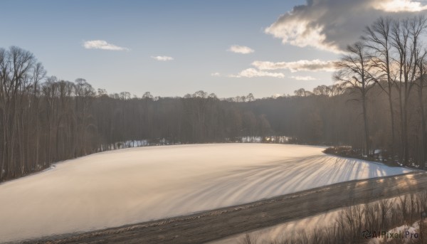 A landscape surrounded by a captivating snowy day