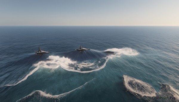 outdoors,sky,cloud,water,military,no humans,ocean,beach,scenery,aircraft,horizon,military vehicle,airplane,watercraft,vehicle focus,ship,waves,warship,world war ii,sunburst,jet,rising sun flag