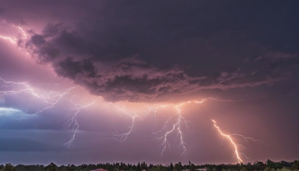 The majestic beauty of a lightning set within a dynamic sunset outdoors