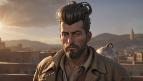 A glimpse of a male in a lush sunset outdoors