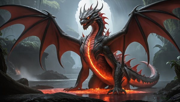A delightful capture of a monster within fiery outdoors