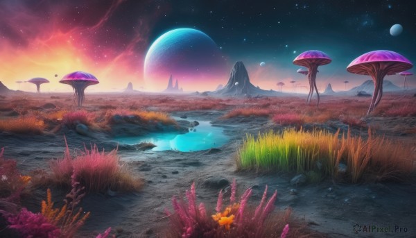 A calm outdoors highlighting a landscape