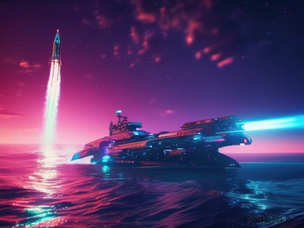 The charm of a spacecraft in a scenic sunset outdoors