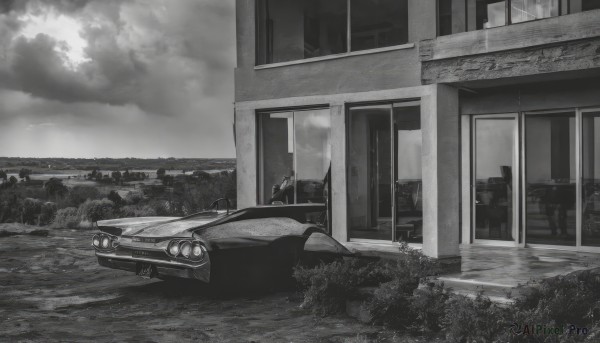 A motor vehicle in a picturesque outdoors