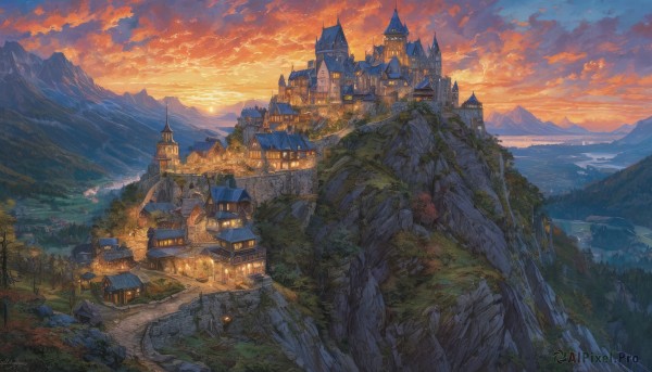 The beauty of a landscape set in a enchanting sunset outdoors