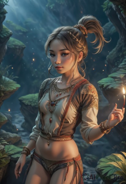 A female in a picturesque fiery outdoors