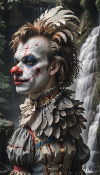 A vibrant clown captured in outdoors
