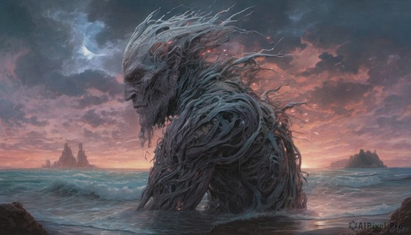 A stunning portrayal of a alien in a lush sunset outdoors