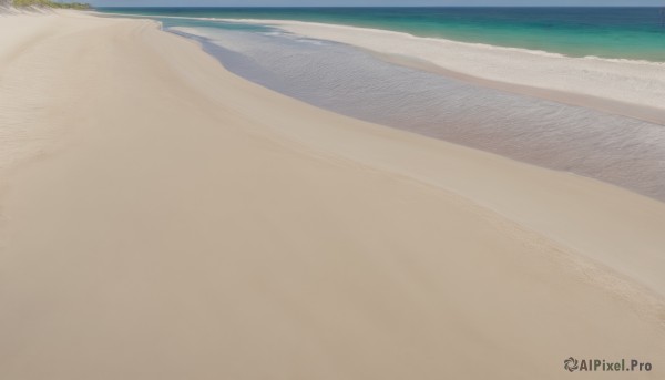 outdoors,sky,day,water,tree,no humans,shadow,ocean,watermark,beach,scenery,fence,sand,horizon,road,shore,cloud,blue sky,grass