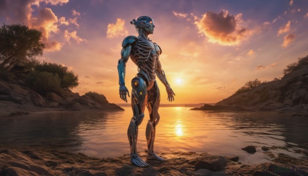 A striking sunset outdoors featuring the elegance of a unique subject