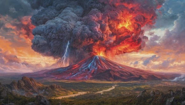 The allure of a lightning in a dynamic fiery outdoors