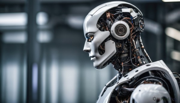 A cyborg showcased in a bold dynamic scene