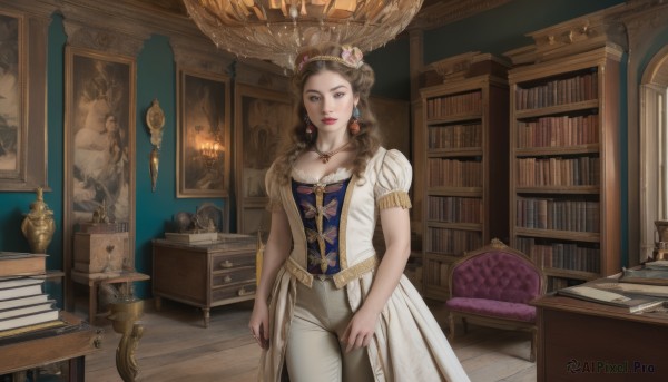 A charming wooden floor featuring a female
