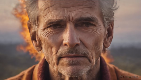 The majestic beauty of a male set within a dynamic fiery outdoors