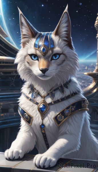 A cat amidst a vivid night sky