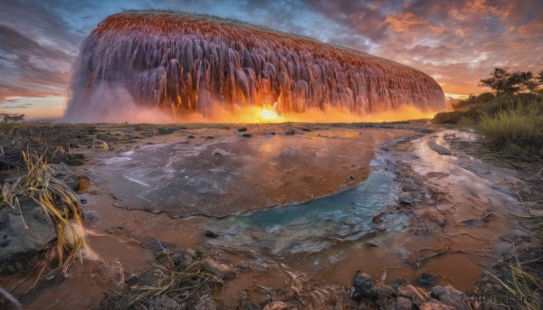 The allure of a landscape in a dynamic sunset day