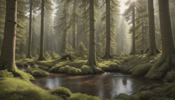 A landscape surrounded by a lush day