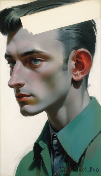 A male surrounded by a serene dynamic scene