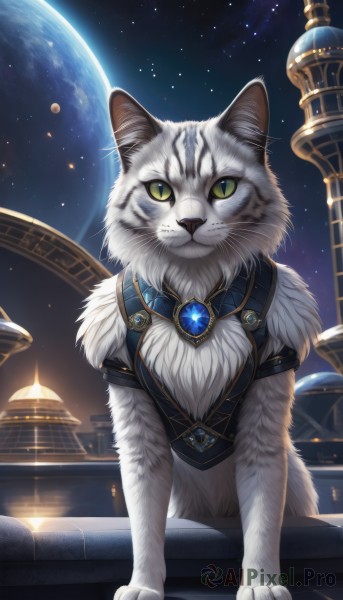 A cat captured beautifully in a tranquil night sky