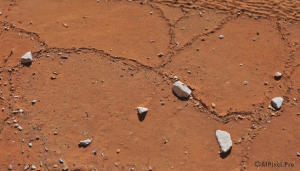 outdoors,day,no humans,from above,scenery,rock,sand,debris,stone,monochrome,orange background,orange theme,desert