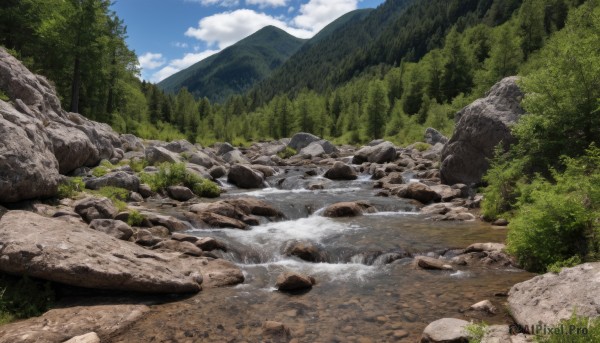 A waterfall set against the backdrop of a serene day
