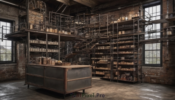 day,indoors,cup,book,no humans,window,chair,table,sunlight,bottle,scenery,stairs,bookshelf,shelf,barrel,food,wooden floor,jar,cabinet