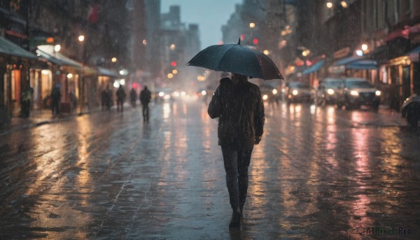 A female in a picturesque rainy outdoors