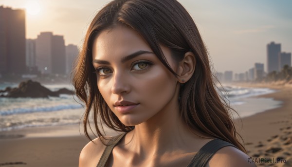 A charming sunset day featuring a female