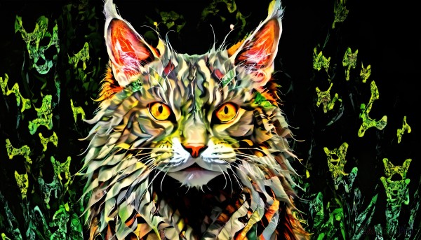 A cat in the heart of a beautiful dynamic scene