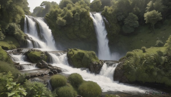 An iconic waterfall framed by a calm day