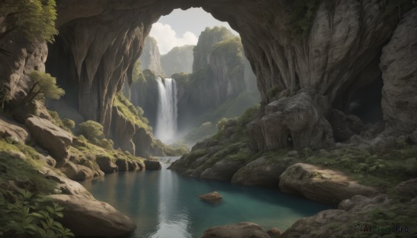 The allure of a waterfall in a dynamic day