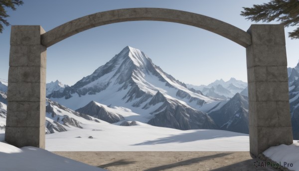 A striking snowy day featuring the elegance of a landscape