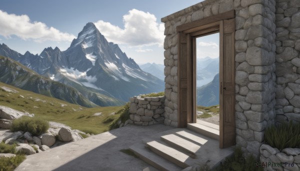 A landscape set against the backdrop of a serene day