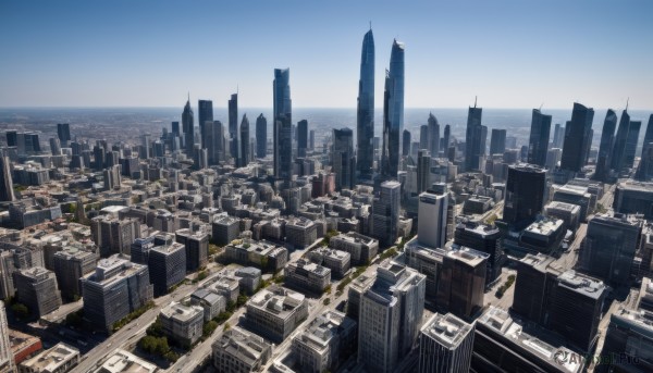 outdoors,sky,day,water,blue sky,no humans,ocean,building,scenery,city,horizon,cityscape,skyscraper,skyline,tree,road,rooftop,real world location