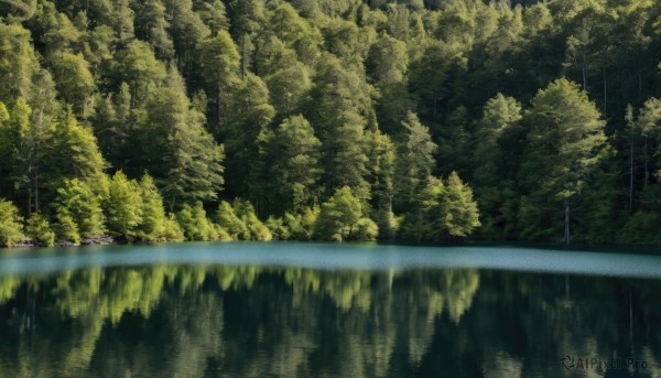 outdoors,water,tree,no humans,traditional media,nature,scenery,forest,reflection,road,bush,river,signature,rain,green theme,lake,reflective water