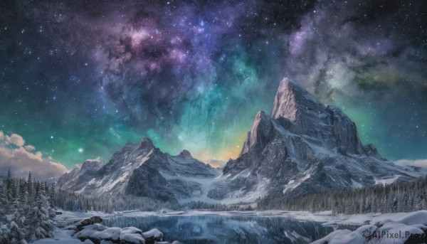 A landscape amidst a idyllic snowy outdoors