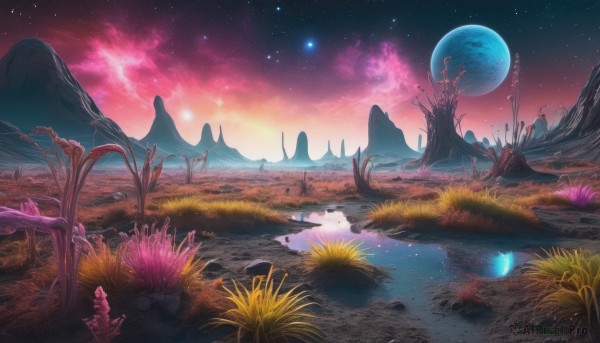 A vivid sunset outdoors showcasing a landscape