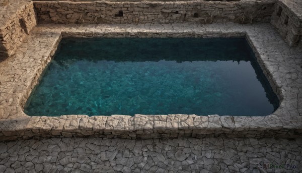 outdoors,water,no humans,from above,building,scenery,stairs,ruins,bridge,wall,stone wall