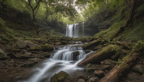 A waterfall caught in a vivid day