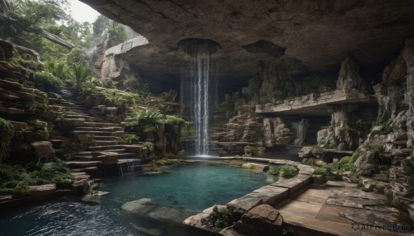 The elegance of a waterfall in a idyllic day