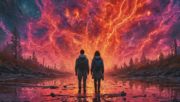 A male portrayed in a refreshing fiery outdoors