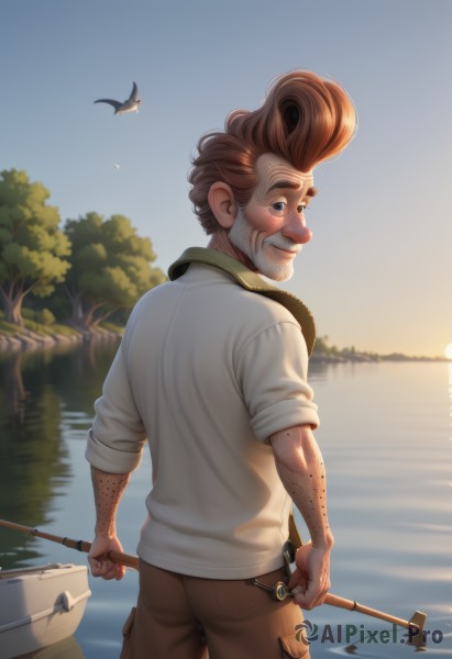 A male in the heart of a majestic sunset day