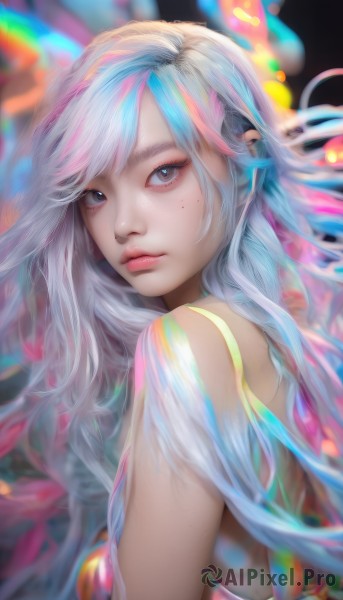 A female amidst a vivid dynamic scene