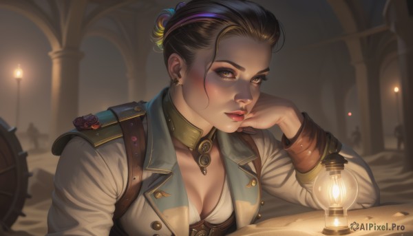 The wonder of a female in a peaceful dynamic scene