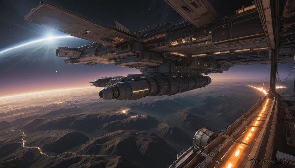 A spacecraft caught in a vivid sunset outdoors