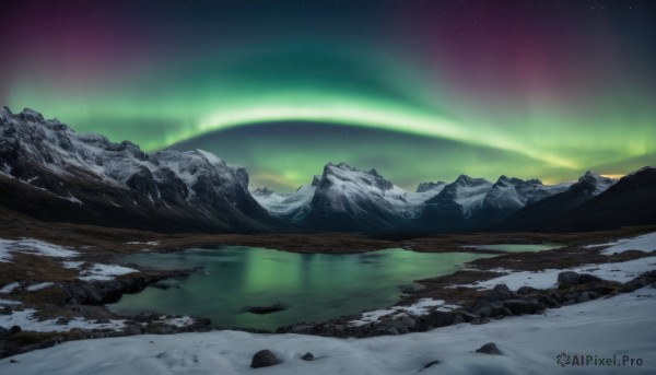 A landscape caught in a vivid snowy outdoors