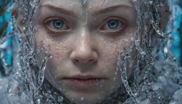 A female surrounded by a captivating dynamic scene