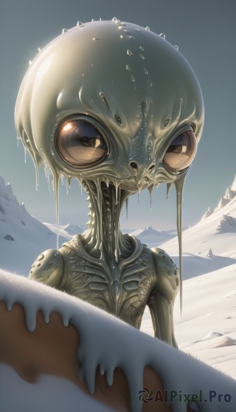 A alien in the heart of a peaceful snowy day