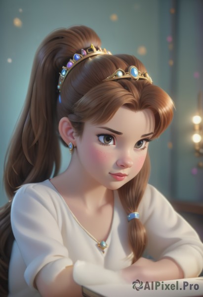 A serene dynamic scene featuring a female